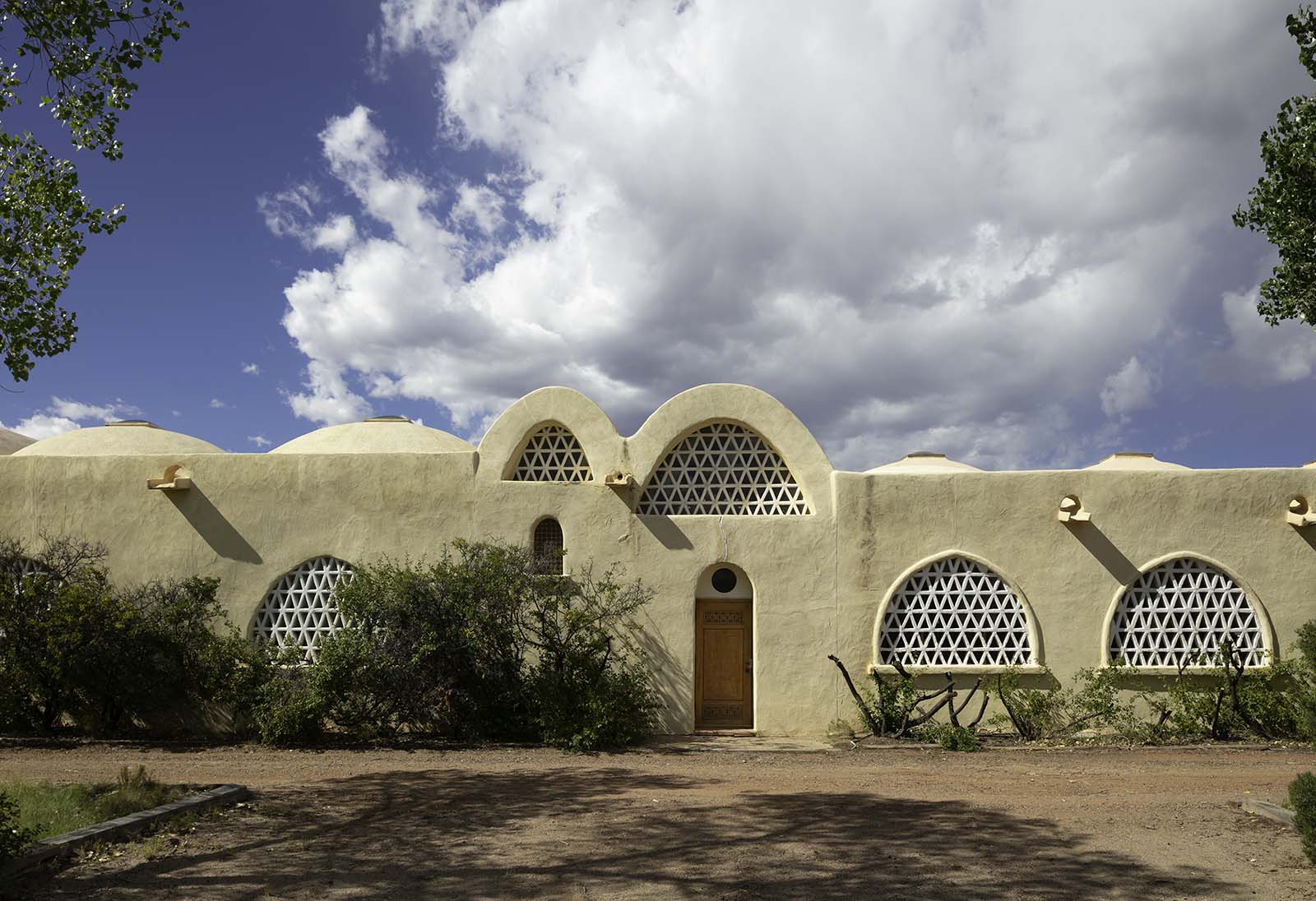 The inside of a large building with a domed ceiling