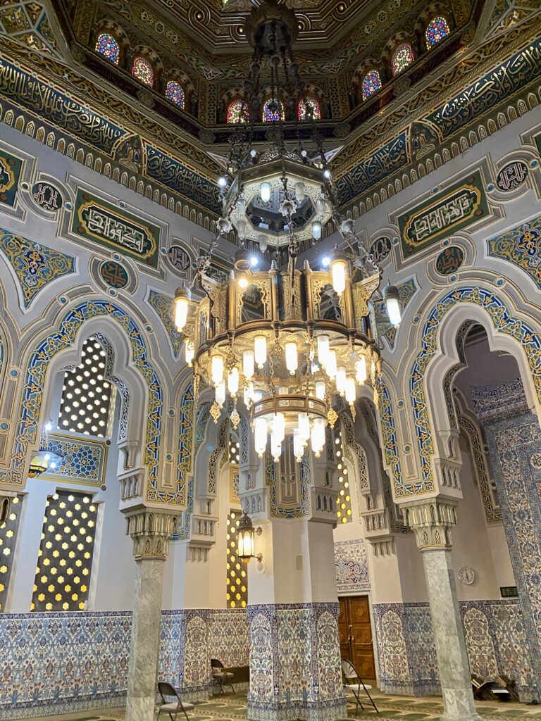 The inside of a large building with a domed ceiling